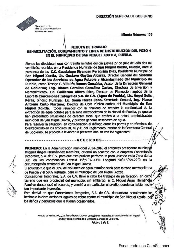 Minuta de trabajo